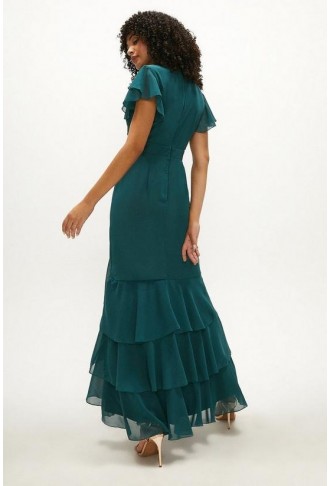 Tiered Hem Ruffle Maxi Dress