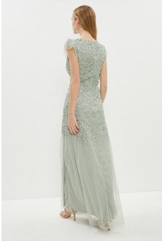 Angel Sleeve Sequin Maxi Dress