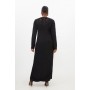 Black Plus Size Premium Cady Cutwork Woven Long Sleeve Maxi Dress