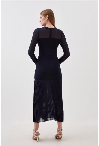 Figure Form Woven Bandage Knit Mix Dress