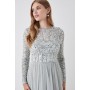 Floral Pearl Long Sleeve Two In One Bridesmaids Dress