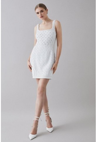 Premium Embellished Square Neck Mini Dress