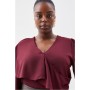 Fig Plus Size Pleated Georgette Ruffle Long Sleeve Blouse