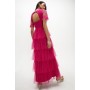 COAST RUFFLE TIER SKIRT SHORT SLEEVE MAXI DRESS, PINK