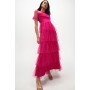 COAST RUFFLE TIER SKIRT SHORT SLEEVE MAXI DRESS, PINK