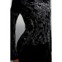 Black Placed Velvet Devore Long Sleeve Woven Mini Dress