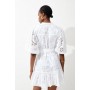 Cotton Broderie Belted Woven Mini Dress