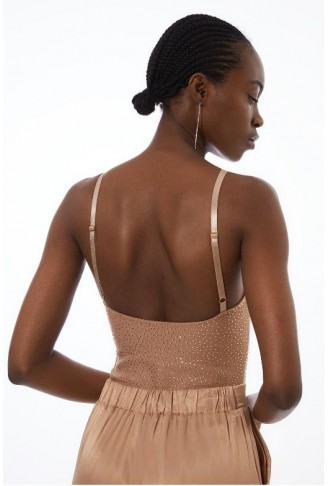 Embellished And Ponte Strappy Bodysuit