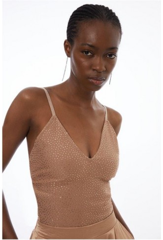 Embellished And Ponte Strappy Bodysuit