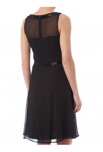 Cocktailkleid aus Chiffon mit Zierperlen-Besatz in black