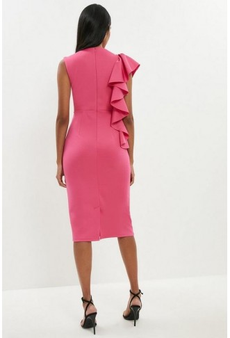 Mega Frill Scuba Midi Dress