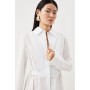 Cotton Poplin Collared Woven Midi Shirt Dress