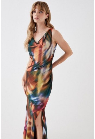 Printed Bias Cut Slip Dress