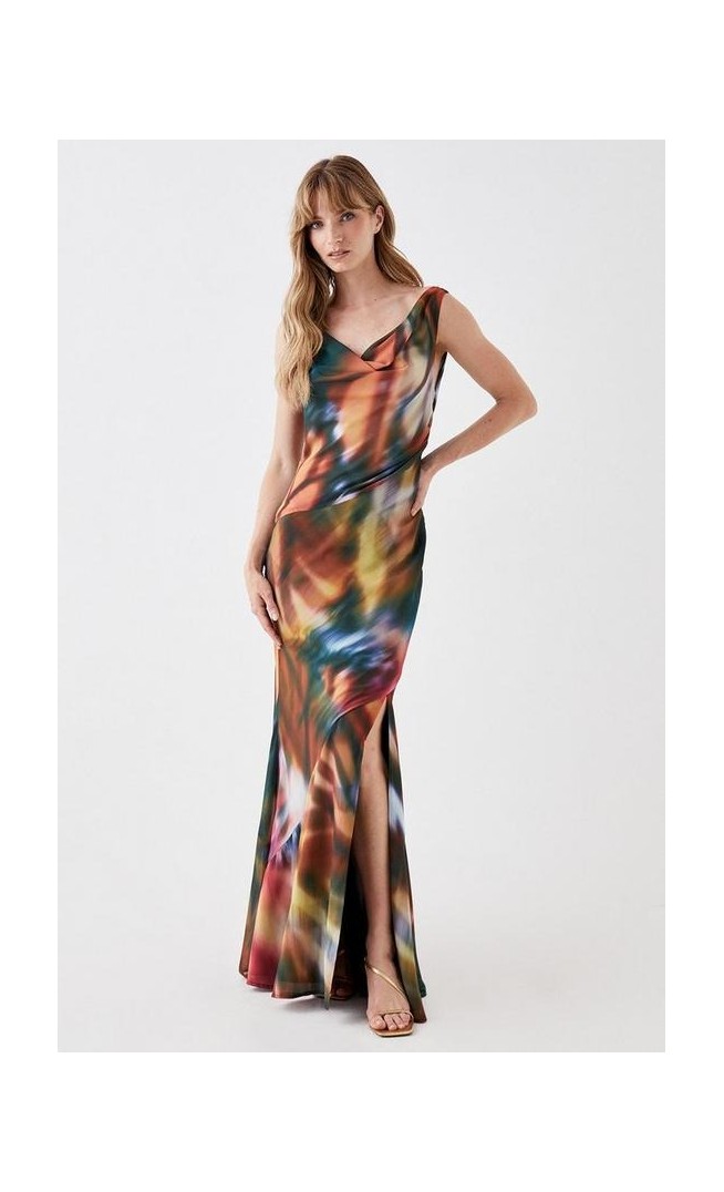 Printed Bias Cut Slip Dress
