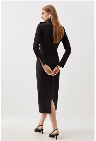 Tailored Pocket Detail Fitted Maxi Shirt Dress