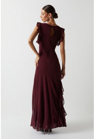 Mega Ruffle Georgette Bridesmaids Maxi Dress