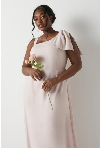 Plus Size Bow One Shoulder Bridesmaids Maxi Dress