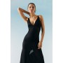 Black OOTO Sheer Panelled Woven Maxi Dress