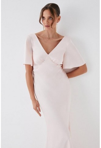 Tie Back Satin Back Crepe Bridesmaids Dress