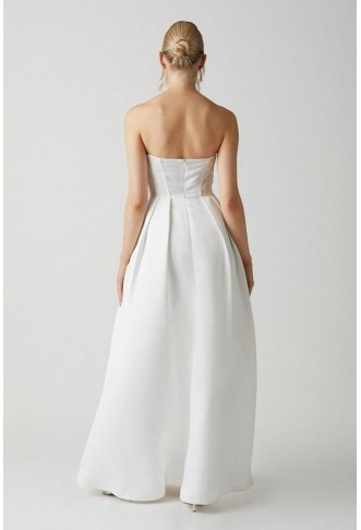 Full Skirted Cowl Neck Satin Wedding Dress