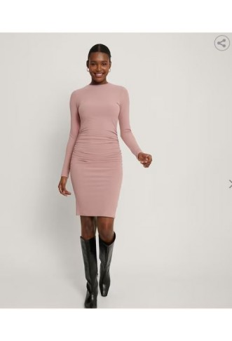 Ribbed Ruched Bodycon Dress