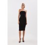 The Founder Compact Stretch Viscose Bandeau Pencil Tailored Midi Dress
