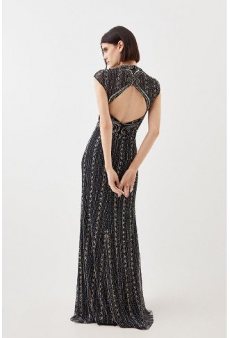 Crystal Embellished Cut Out Maxi Dress