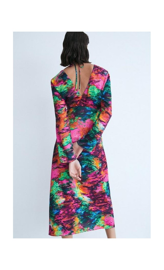 WH x Kimberley Burrows Burrows Printed Satin Maxi Dress