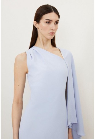 Petite Fluid Tailored Asymmetric One Shoulder Drape Dress