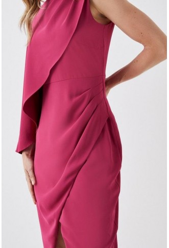 Asymmetric Cape Wrap Skirt Dress