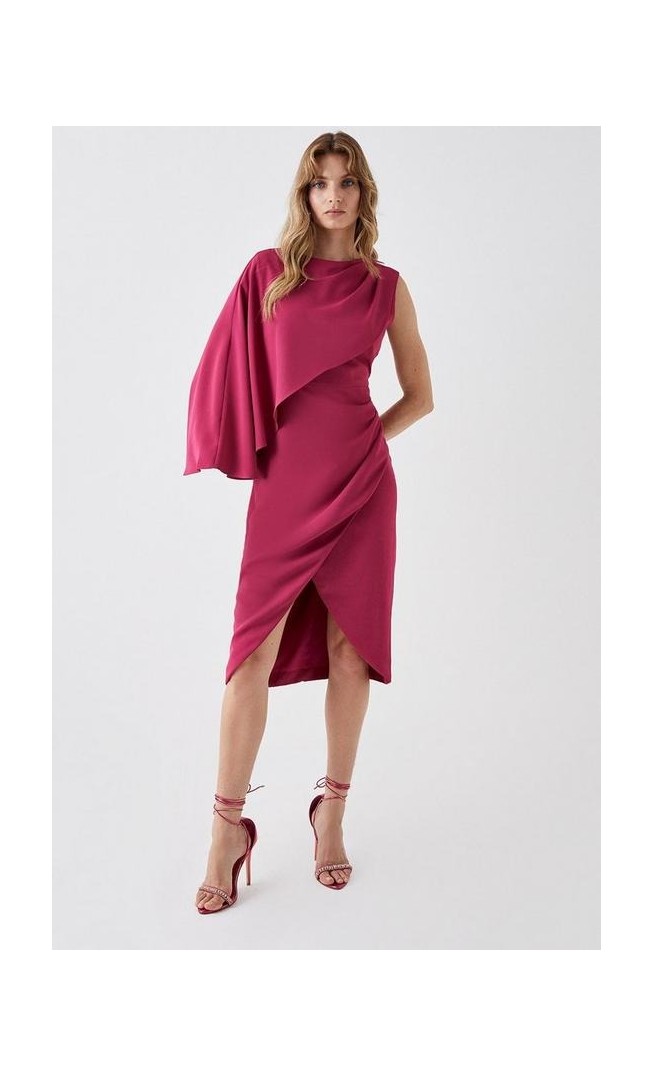 Asymmetric Cape Wrap Skirt Dress