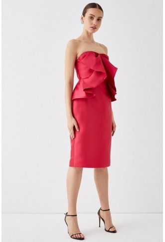 Twill Pencil Dress With Bow...