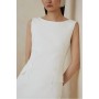 Ivory Tall The Founder Compact Stretch Button Detail Midi Dress