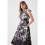 Bardot Twill Midi Dress With Contrast Hem