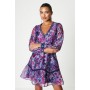 Floral Organza Mini Dress With Lace Trims
