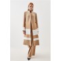 Italian Manteco Wool Blend Contrast Midi Coat