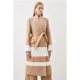 Italian Manteco Wool Blend Contrast Midi Coat