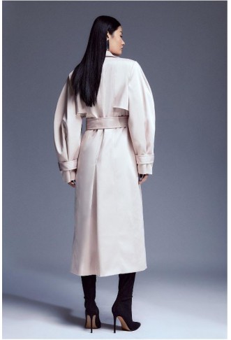 Tailored Satin Maxi Belted Trench Coat