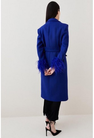 Italian Manteco Wool Feather Cuff Tailored Coat