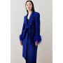 Italian Manteco Wool Feather Cuff Tailored Coat