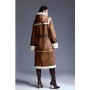 Tan Faux Shearling Contrast Trim Hooded Midi Coat