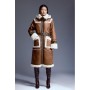 Tan Faux Shearling Contrast Trim Hooded Midi Coat