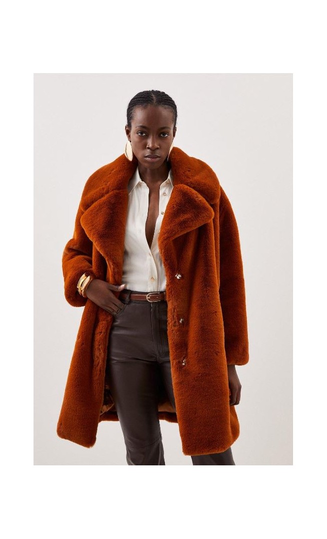 Faux Fur Cocoon Short Coat