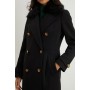 Double Breasted Military Faux Fur Collar Coat