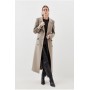 Taupe Tall Italian Manteco Wool Double Breasted Longline Coat