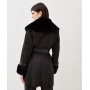 Faux Shearling Collar & Cuff Belted Short Coat