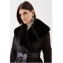 Faux Shearling Collar & Cuff Belted Short Coat