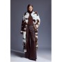 Mono Cow Print Shearling Collarless Maxi Coat