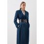 Tailored Wool Blend Belted Midi Coat