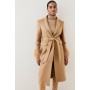 Italian Manteco Wool Feather Cuff Tailored Coat